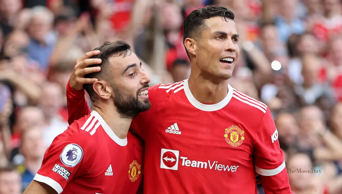 Bruno Fernandes and Cristiano Ronaldo Celebration Goal Manchester United 