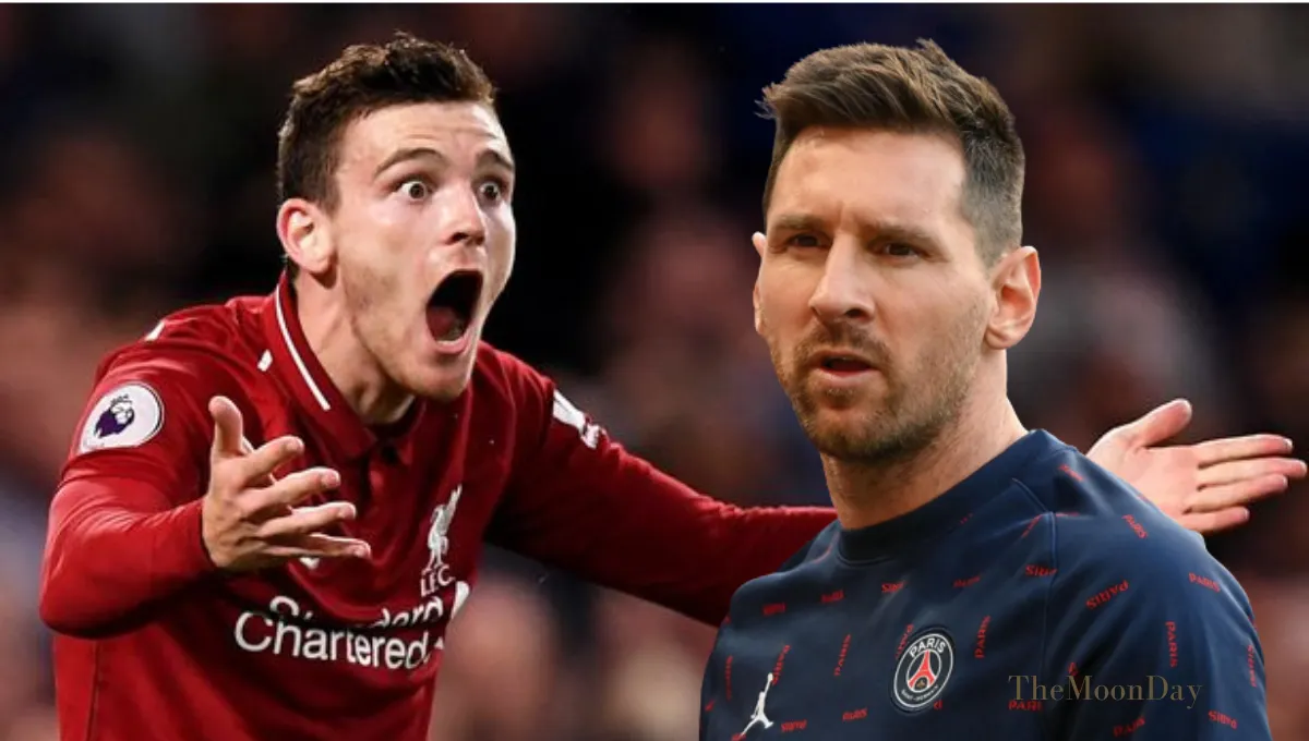Andrew Robertson and Lionel Messi 