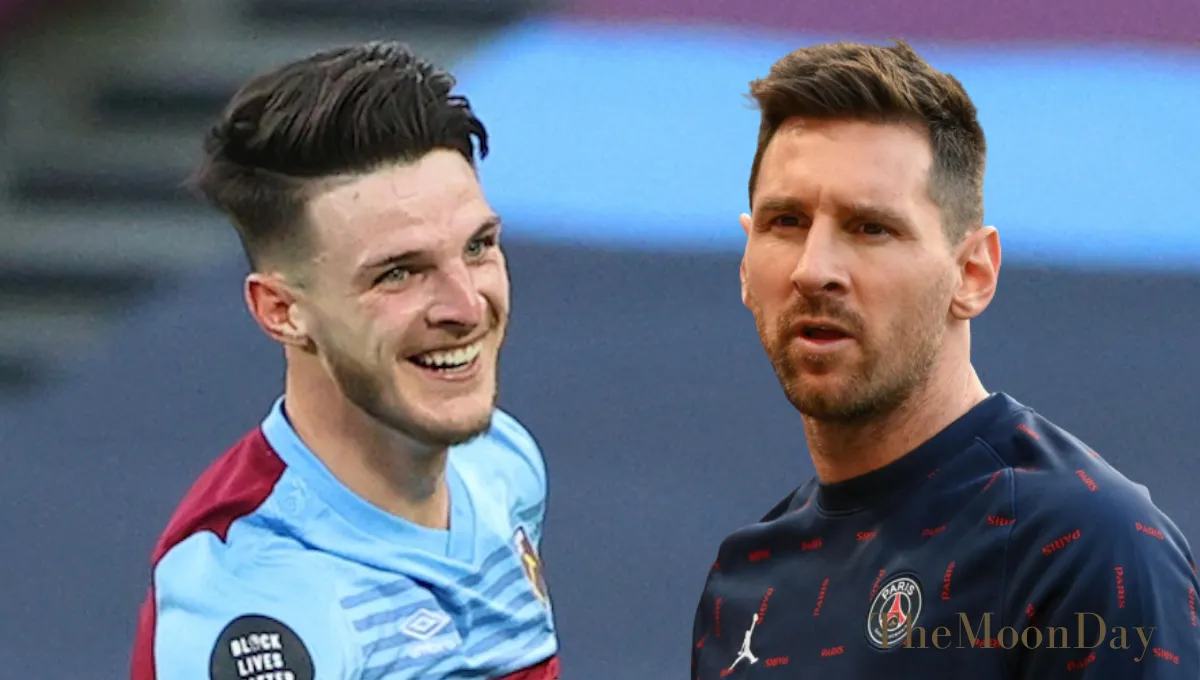 Declan Rice and Lionel Messi