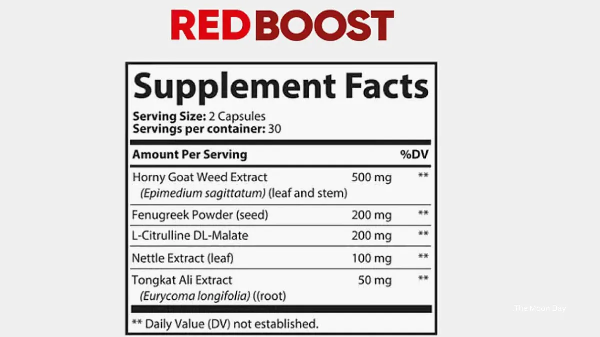 Red Boost Ingredients Supplement Facts