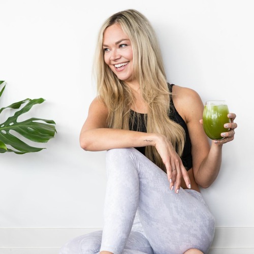 A girl drinking matcha slim green tea